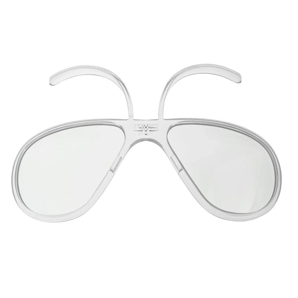 Clear eyeglasses with a white frame on a white background