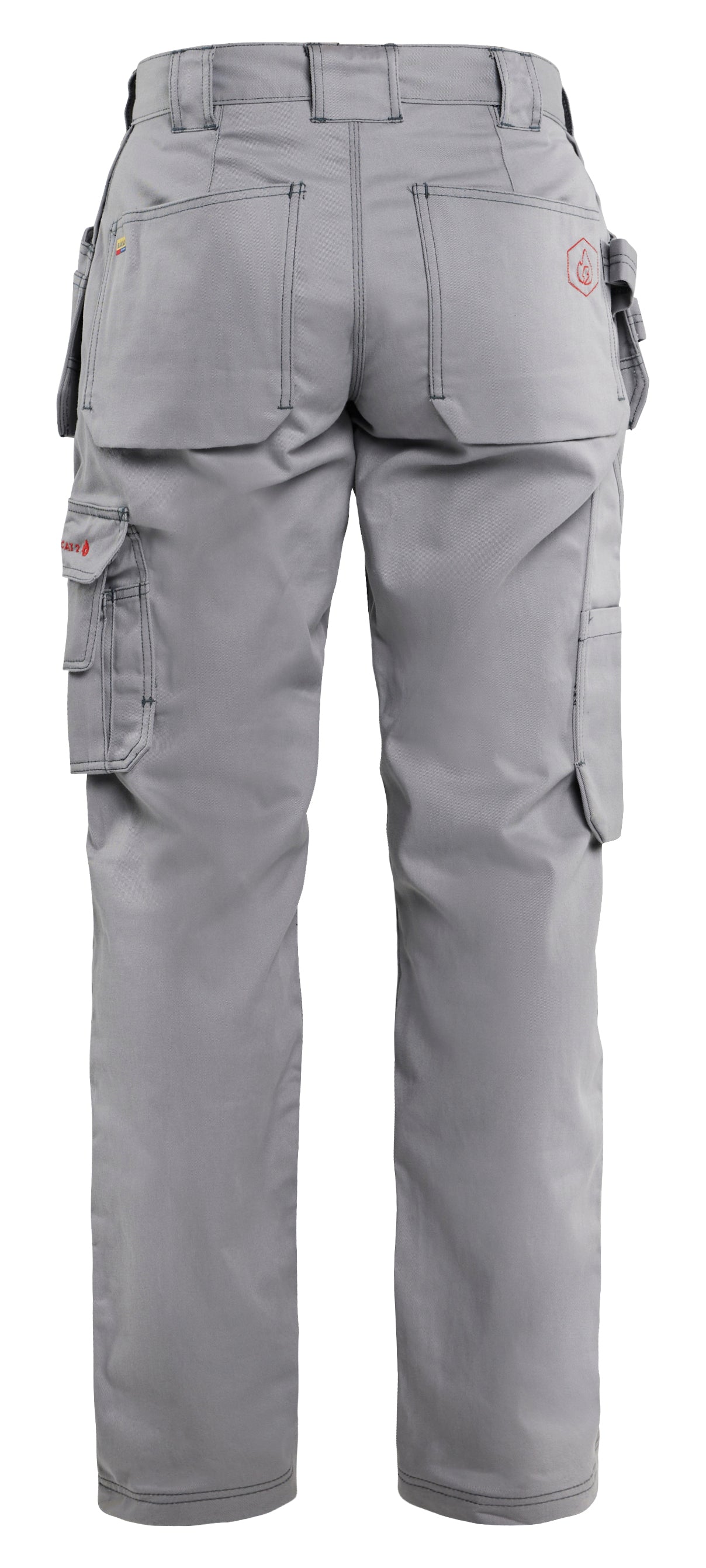 Backview of blaklader women FR work pants in light grey color