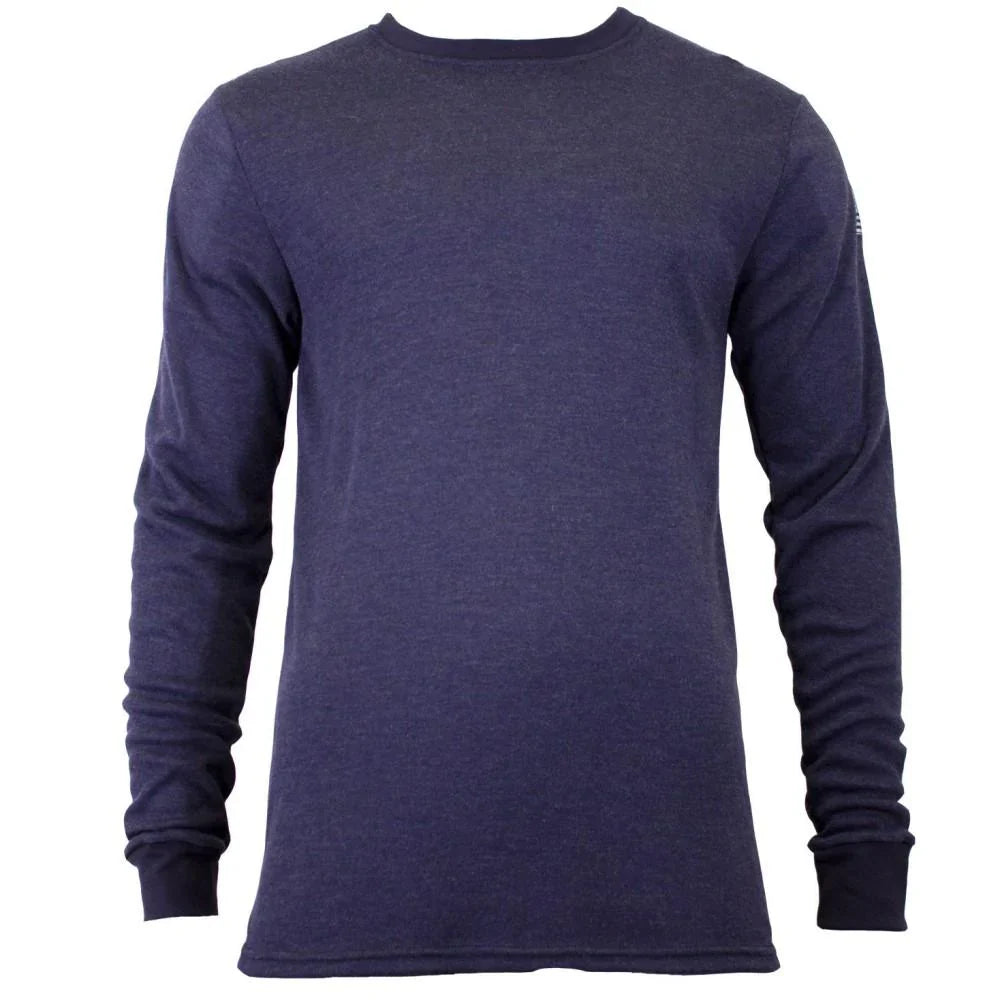 Navy blue long-sleeve shirt on a white background