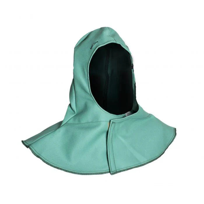 Teal hooded garment on a white background