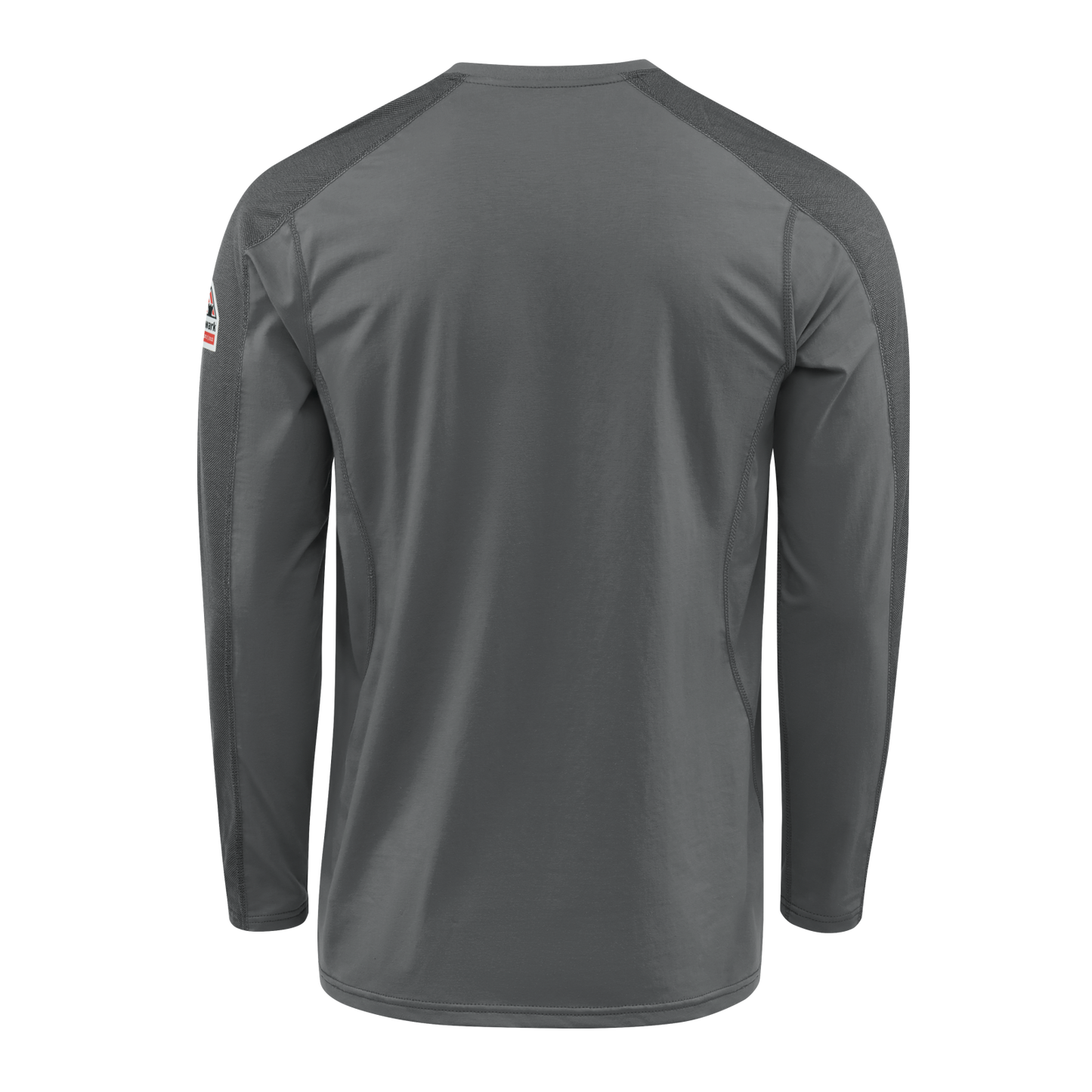 Back view of charcoal Bulwark Men’s FR Flex Knit Henley