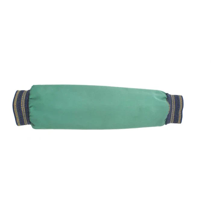 Green arm sleeve with blue trim on a white background