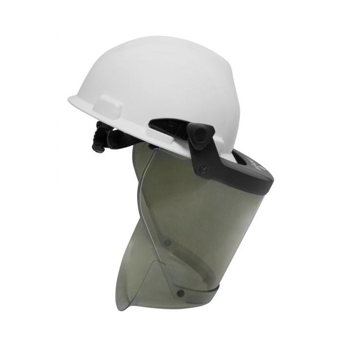 Cap-Style Hard Hat Helmet with 20 Cal Arc Flash, Adjustable Flip-Up Faceshield, Standard Slotted Helmet Mounted