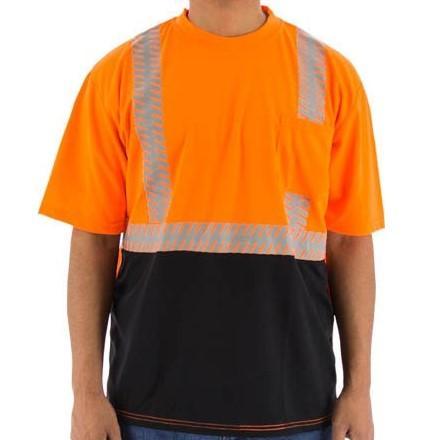 High Visibility Birdseye Mesh Short or Long Sleeve Shirts with Reflective Chainsaw Striping