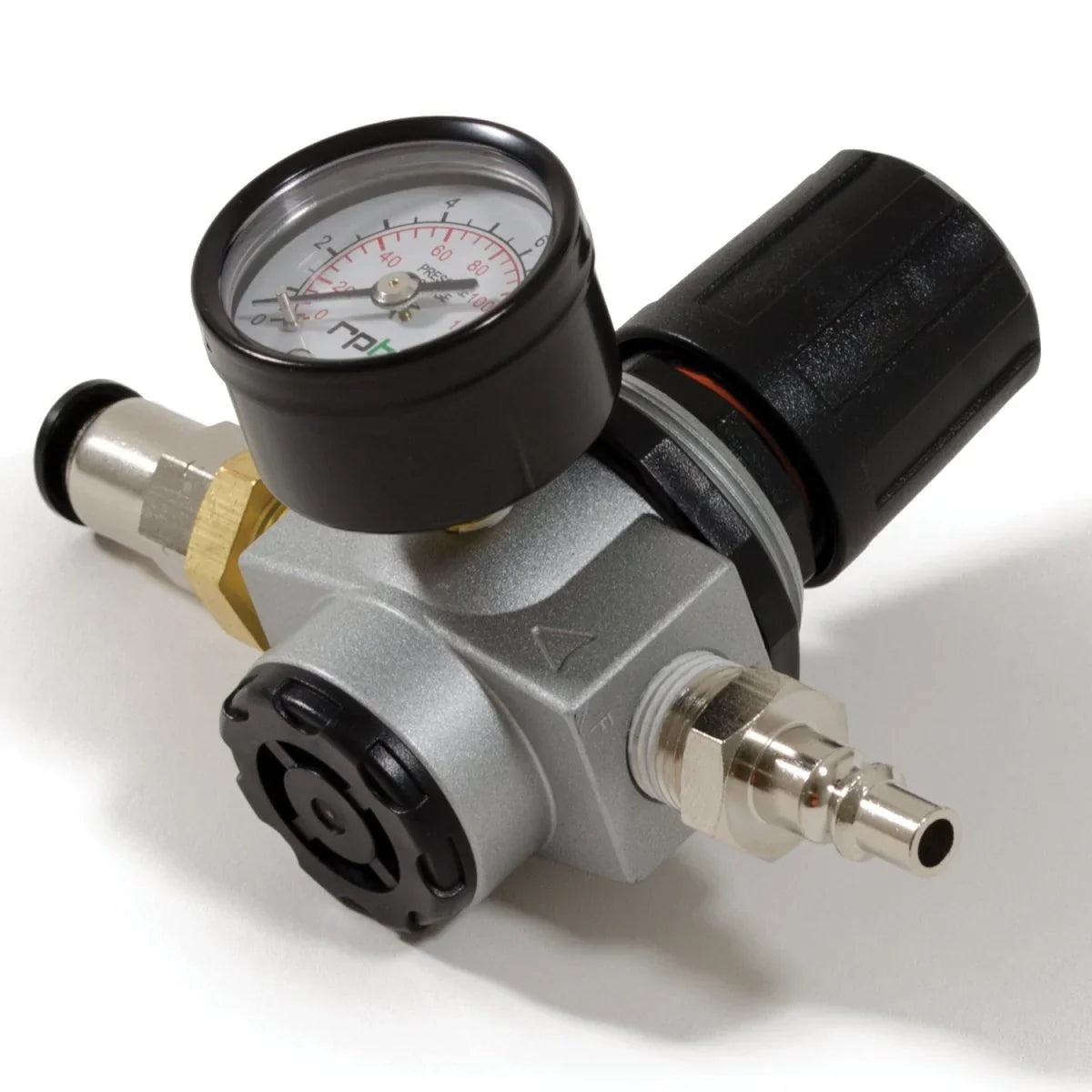 Pressure regulator with gauge on a white background