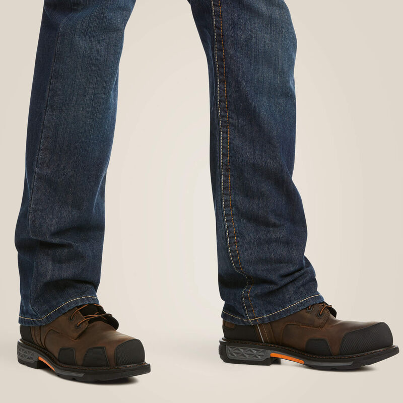close up of person wearing Ariat M4 jeans