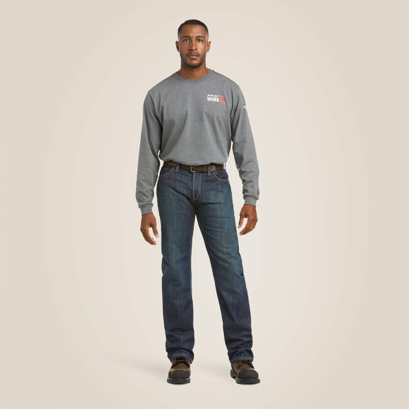 Man posing with Ariat M4 jeans
