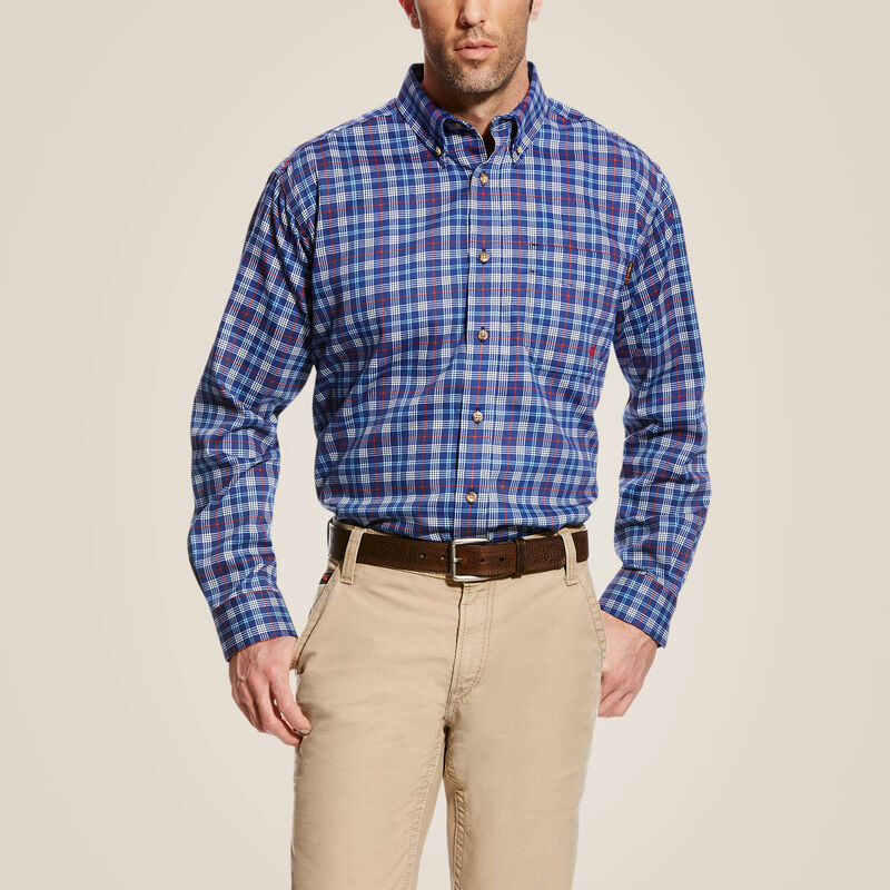 A man wearing Ariat FR Collins Work Shirt