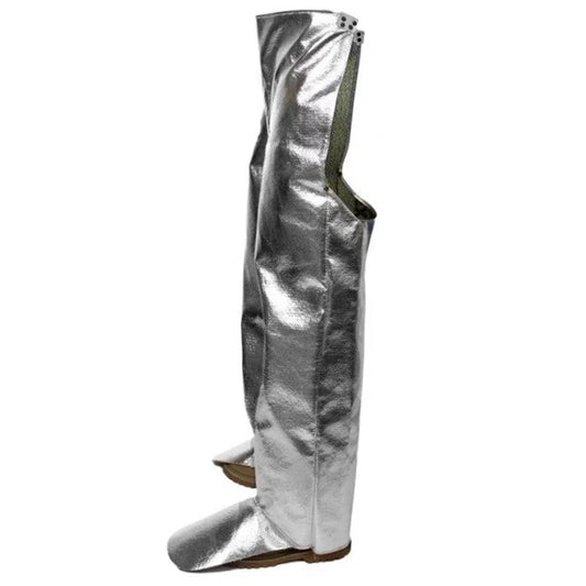 Silver protective boot cover on a white background