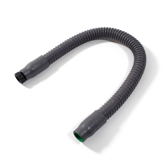 Black flexible hose on a white background