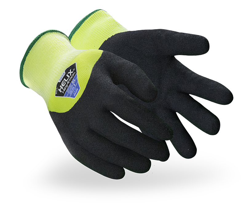 HexArmor cut resistant winter gloves in black and yellow