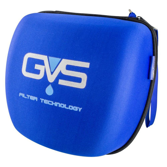 Blue case with GVS Filter Technology logo on a white background