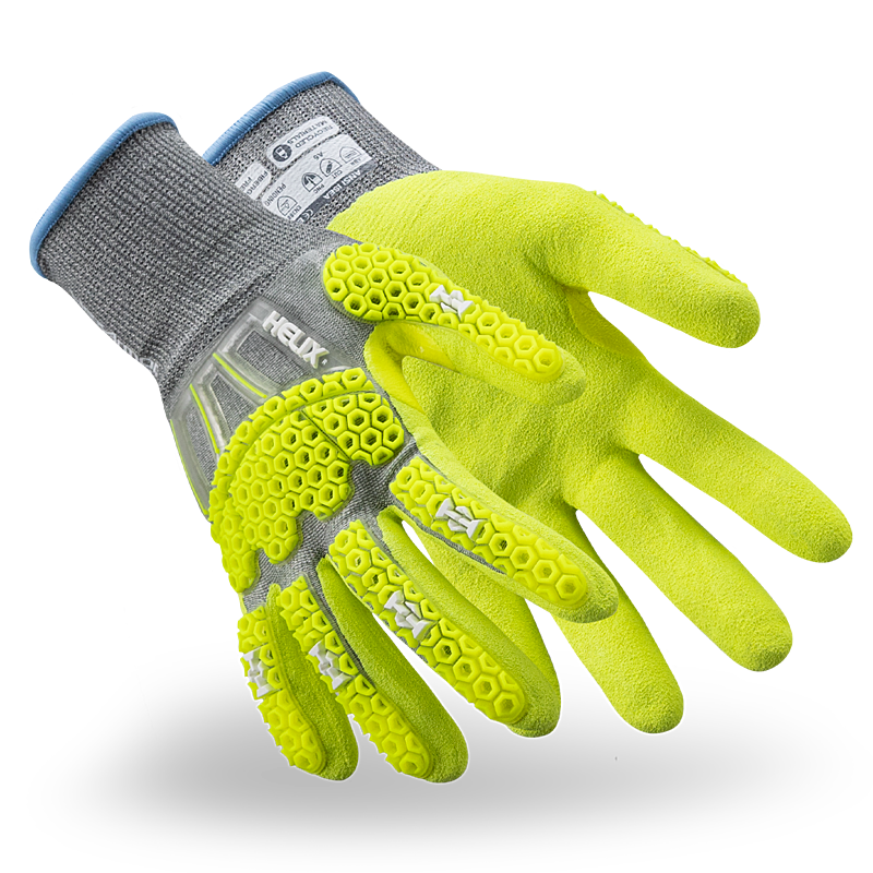 HexArmor A6 Cut Impact Gloves in grey and yellow