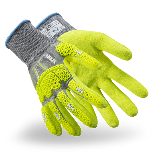 HexArmor A6 Cut Impact Gloves in grey and yellow