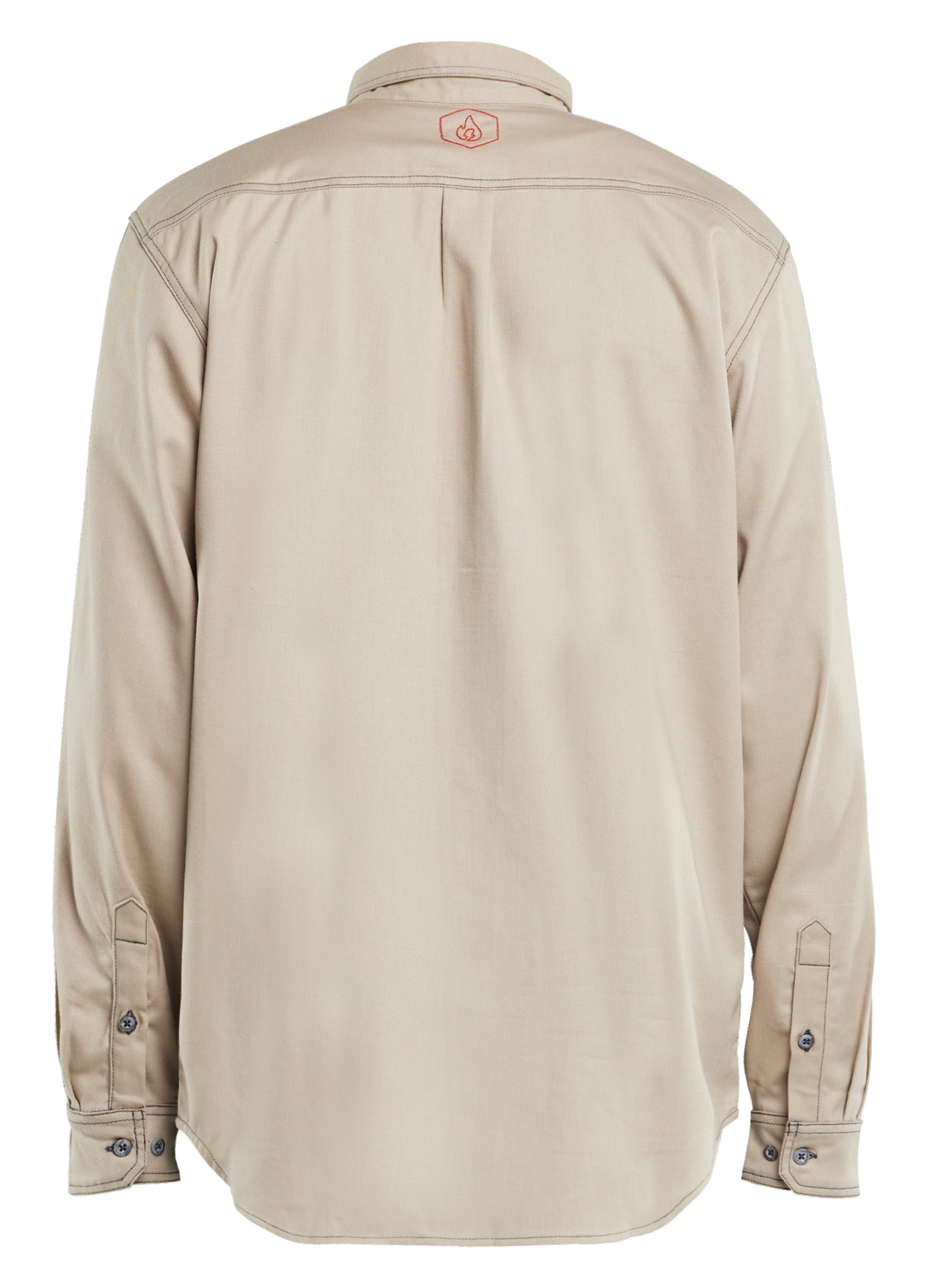 Back view of Blaklader FR Button-Up Shirt in stone color
