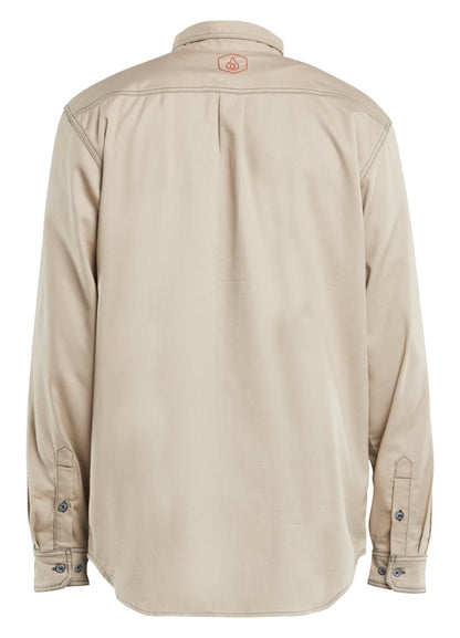 Back view of Blaklader FR Button-Up Shirt in stone color