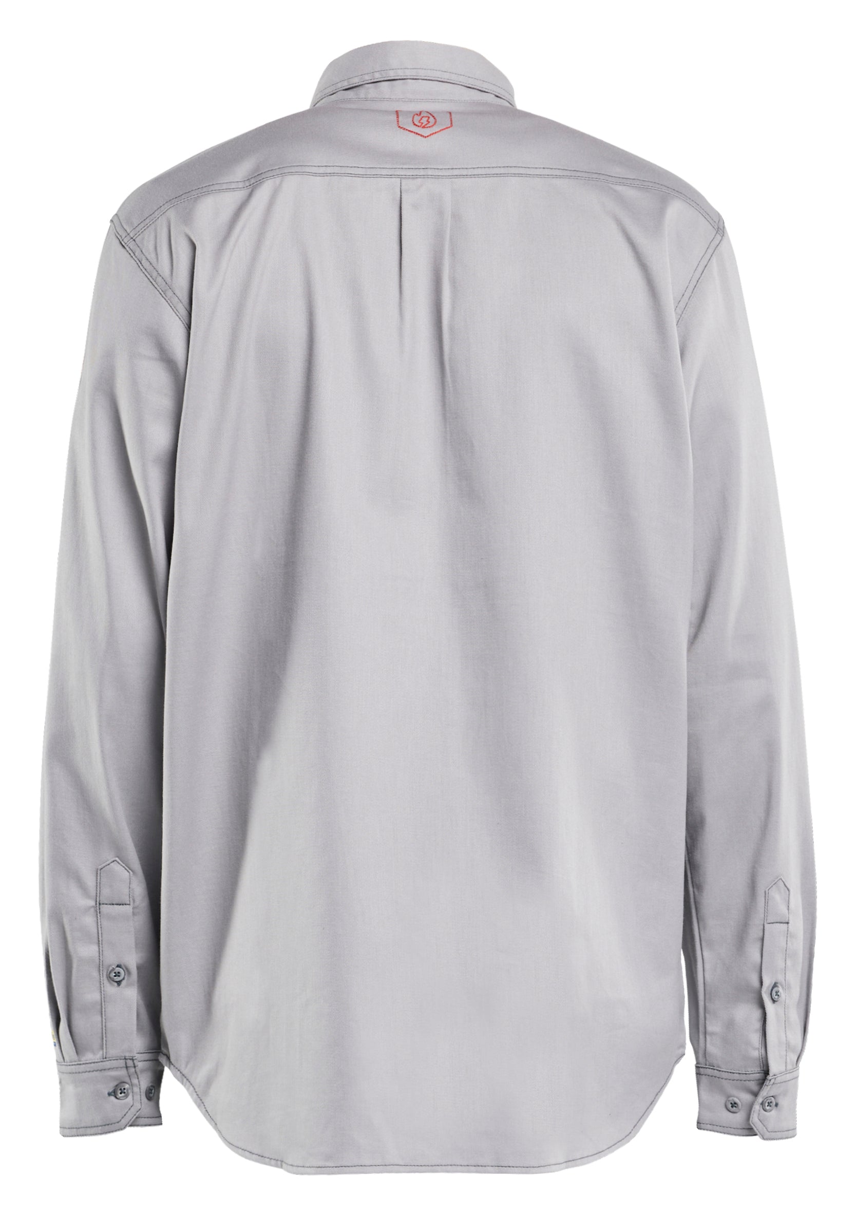 Back view of Blaklader FR Button-Up Shirt in light grey color