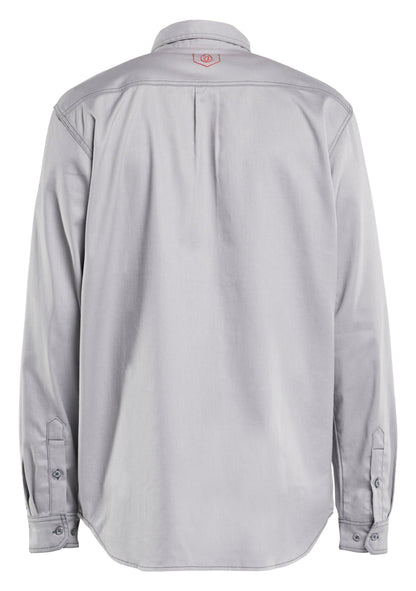 Back view of Blaklader FR Button-Up Shirt in light grey color