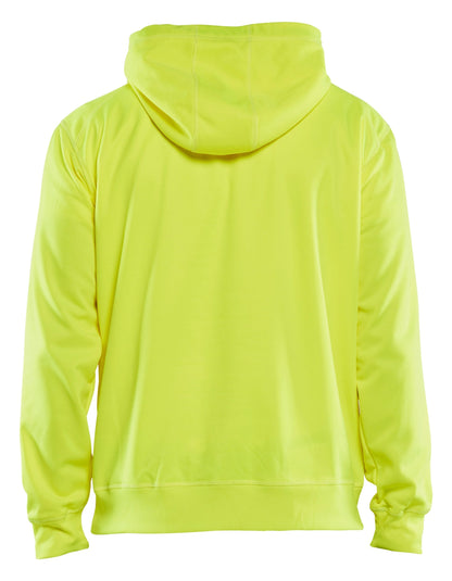 Back view of Blaklader hooded sweatshirt in yellow