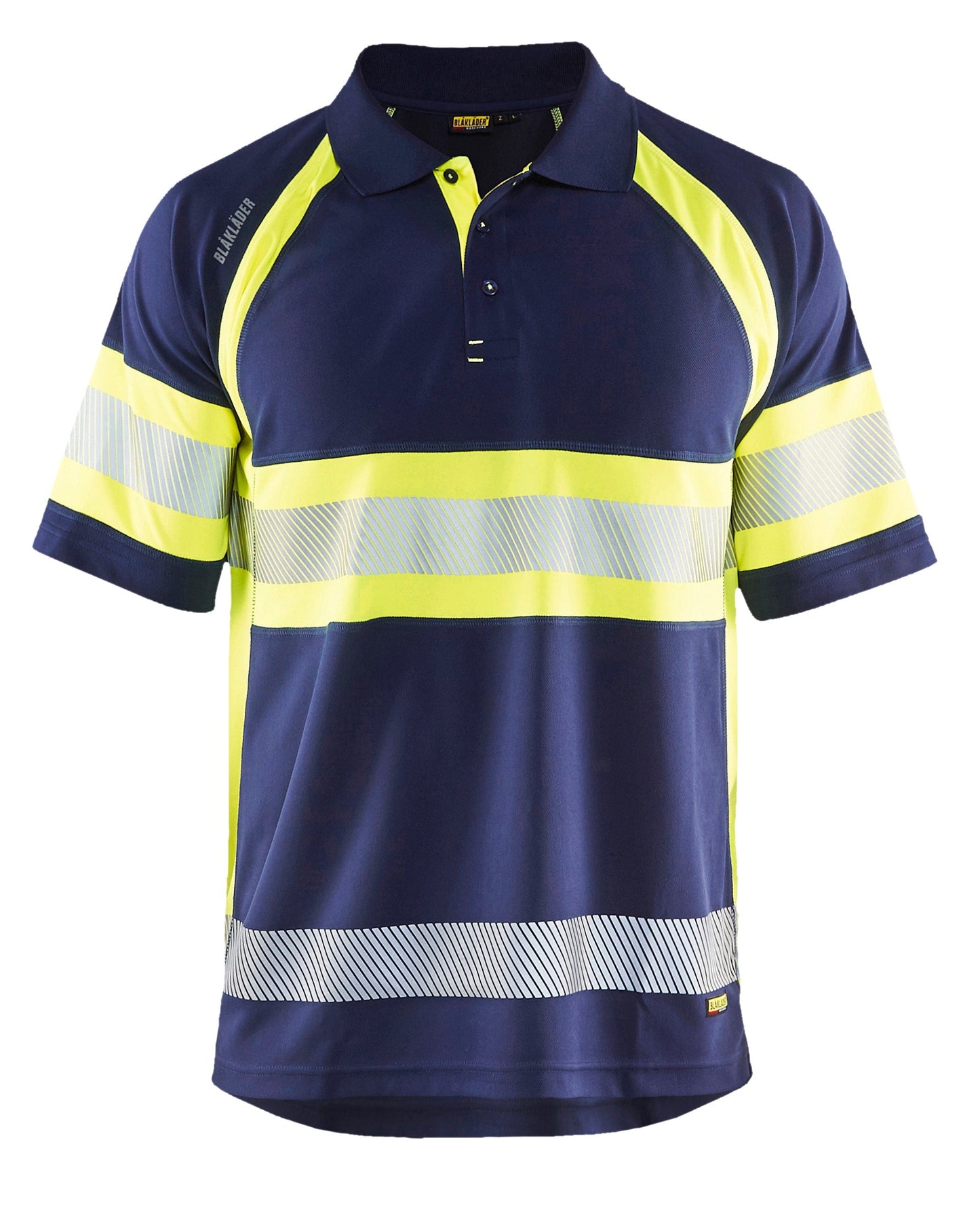 Blaklader hi-vis polo shirt in navy and yellow