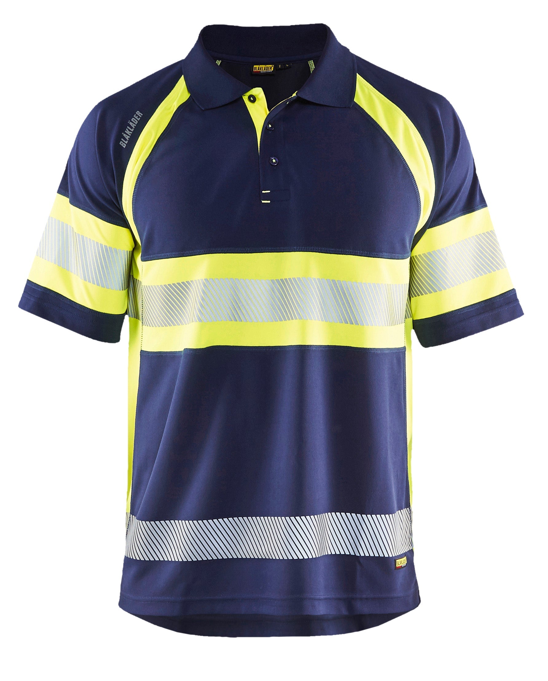 Blaklader hi-vis polo shirt in navy and yellow