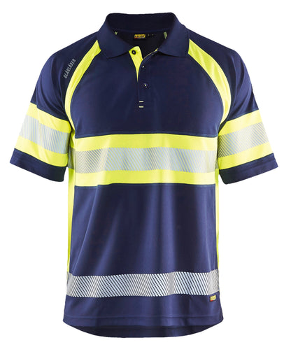 Blaklader hi-vis polo shirt in navy and yellow