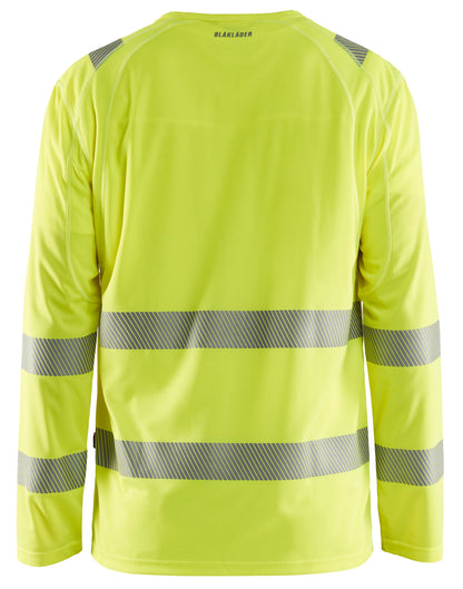 Backview of Blaklader  Hi-Vis Long Sleeve T-Shirt in yellow 