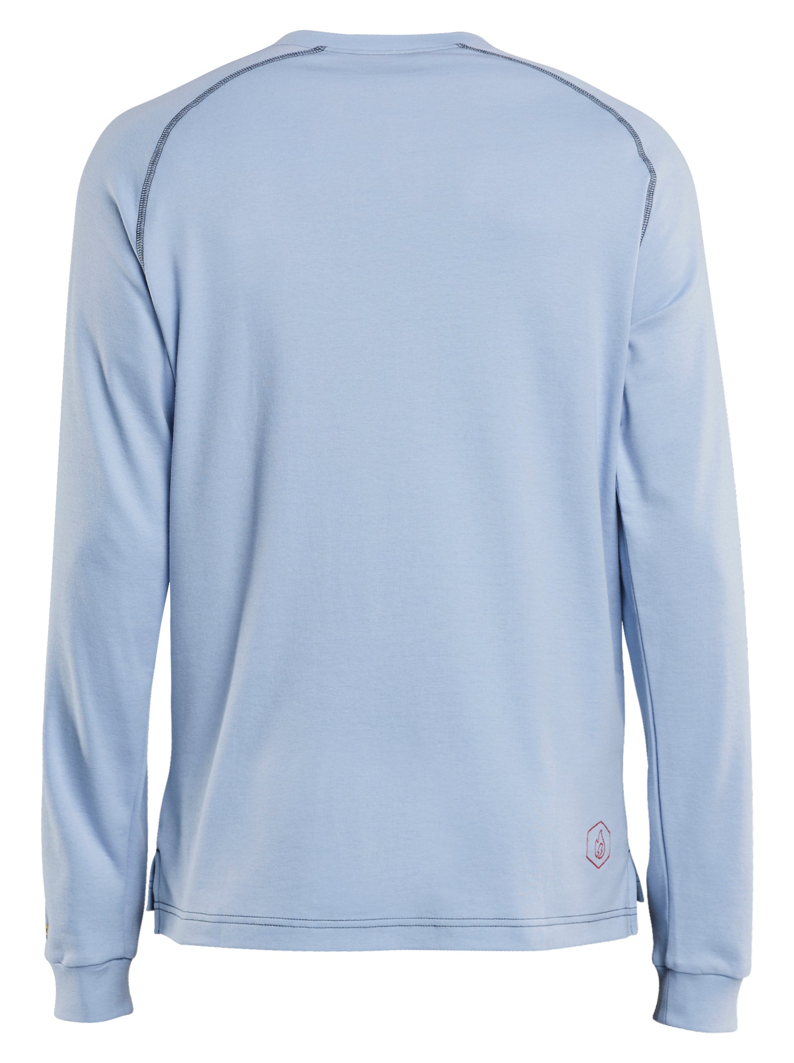 Back view of Blaklader FR long sleeve t-shirt in light blue color