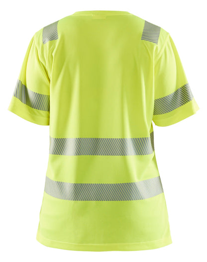 Backview of Blacklader hi-vis t-shirt for women in yellow color 