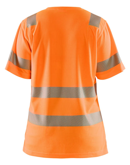Backview of Blacklader hi-vis t-shirt for women in orange color 
