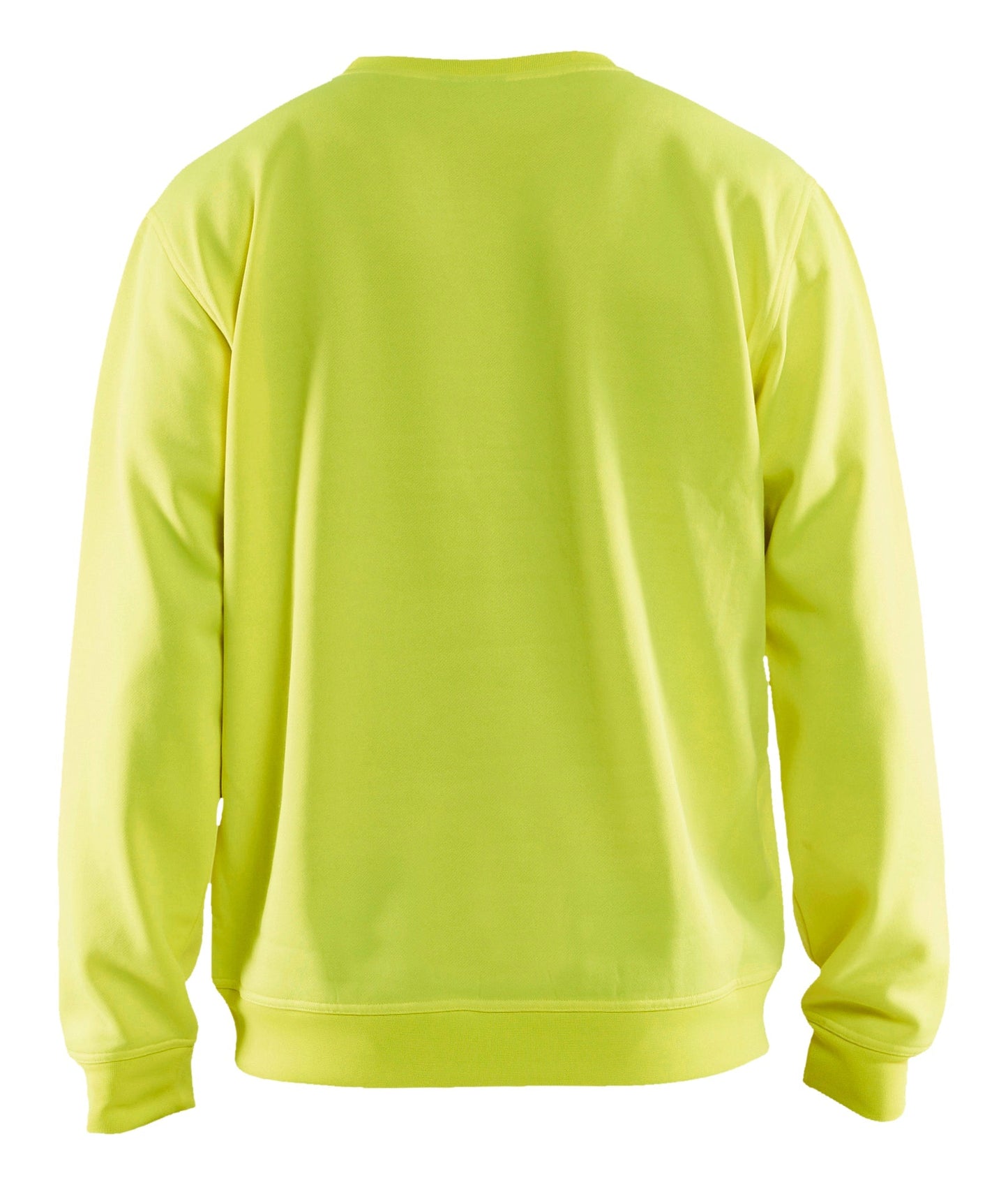 Back view of Blaklader Hi‑Vis Crew Sweatshirt in yellow color