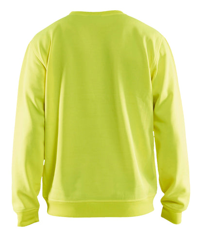 Back view of Blaklader Hi‑Vis Crew Sweatshirt in yellow color