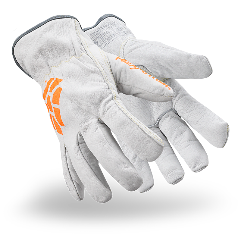 A pair of HexArmor A5 Arc Flash Leather Gloves