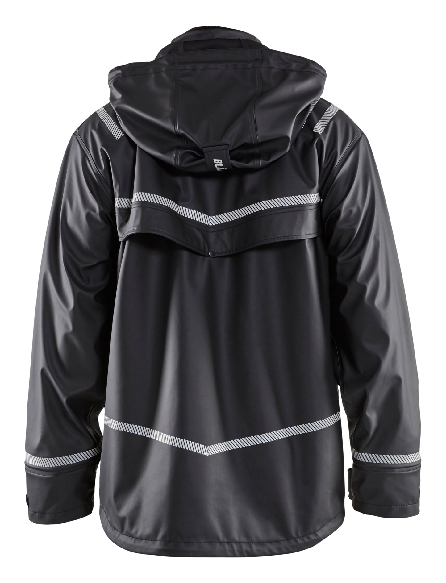 Backview of Blaklader hooded rain jacket