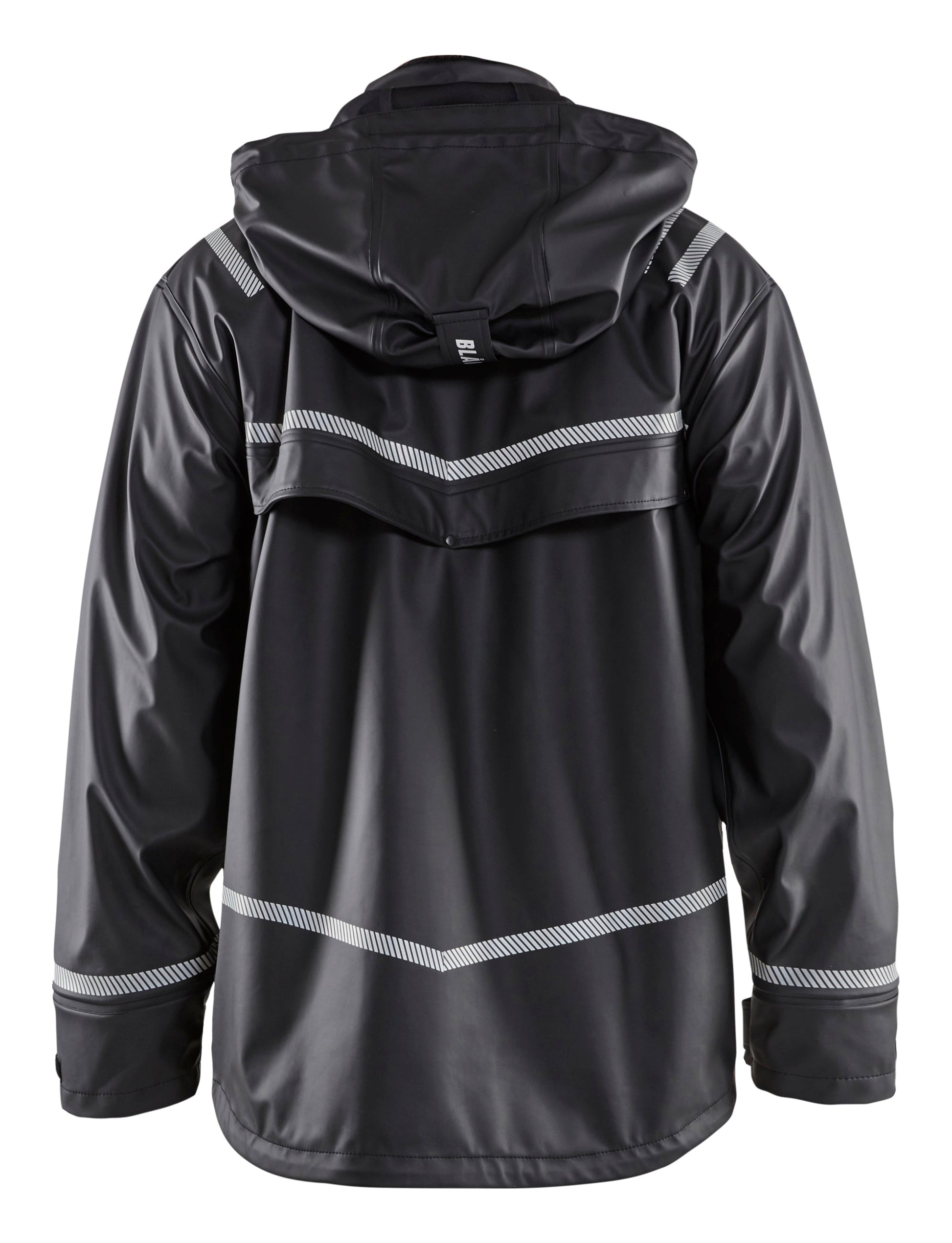 Backview of Blaklader hooded rain jacket
