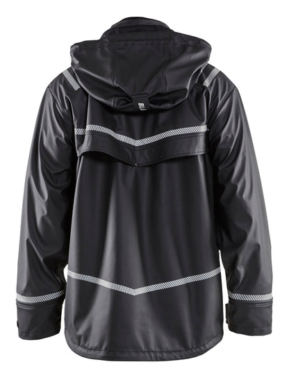 Backview of Blaklader hooded rain jacket
