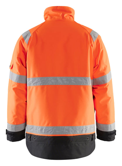 Back view of Blaklader Hi‑Vis Waterproof Winter Jacket in orange