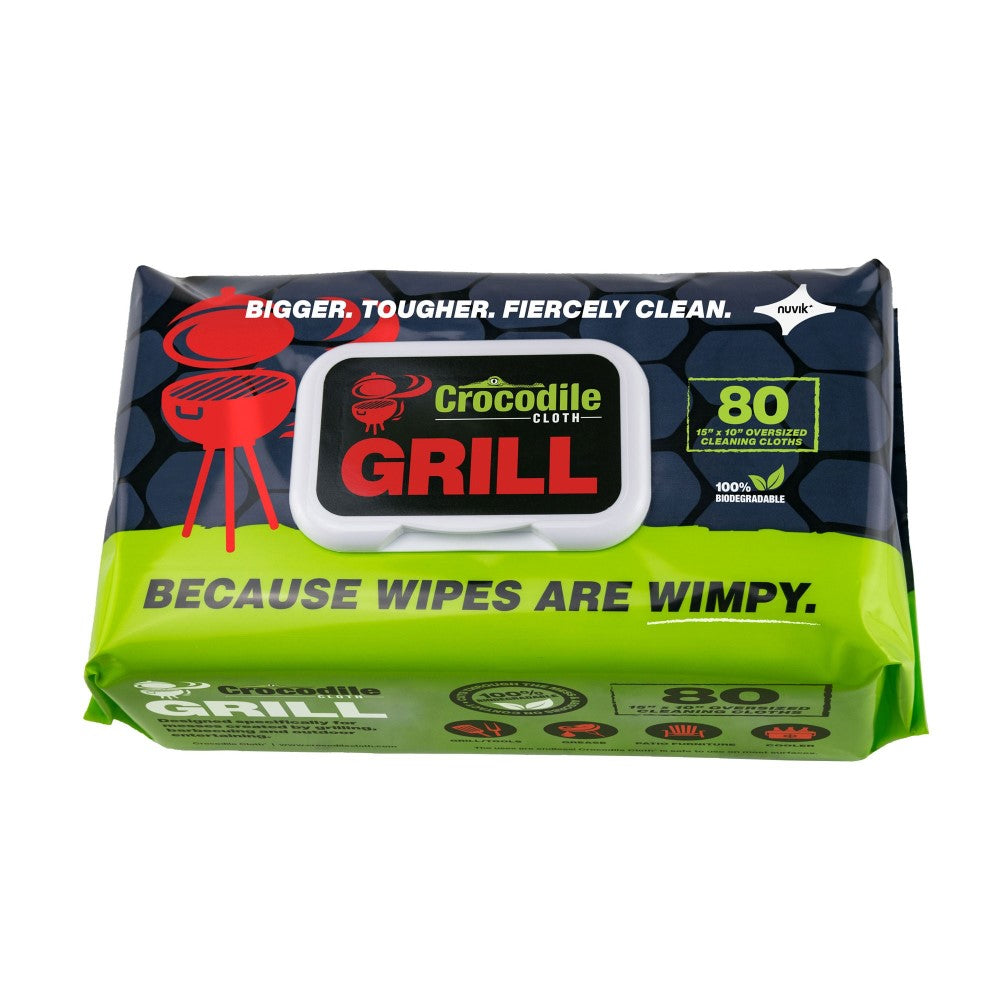 Biodegradable Cleaning Cloths (PK 80 Wipes) - Crocodile Cloth, 10 x 15 Inch Wipes in Multi-Purpose, Grill, or Outdoor Series