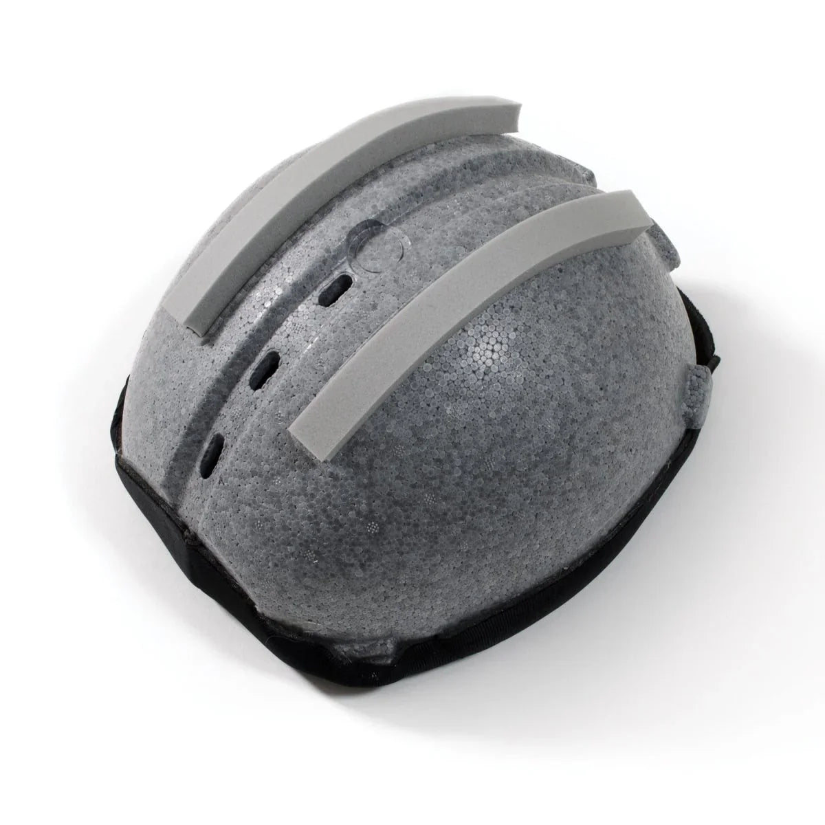Gray and black protective helmet on a white background