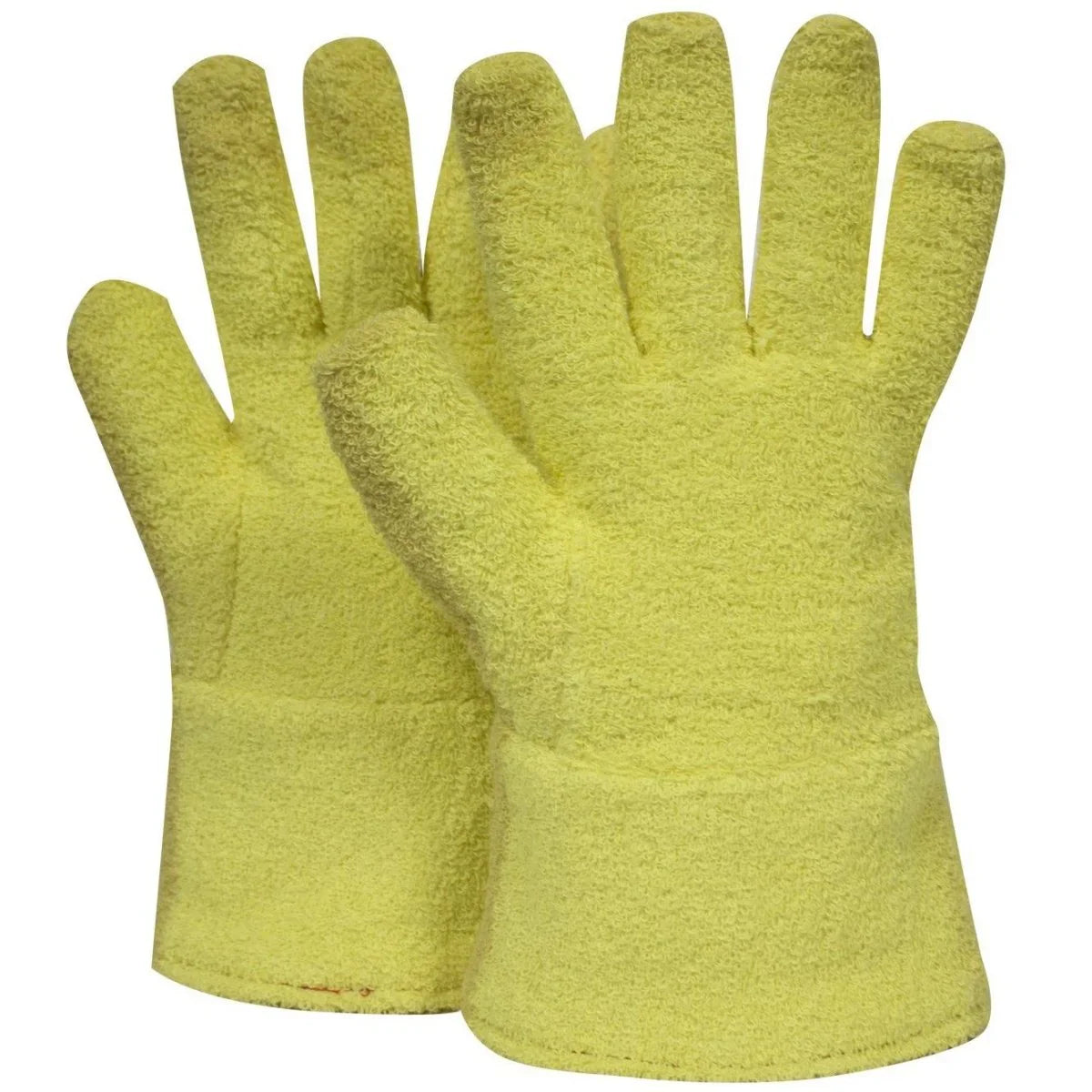 Pair of yellow gloves on a white background