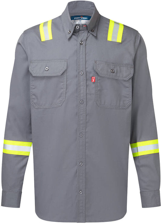 Grey Bizflame - FR Lightweight Taped Work Shirt