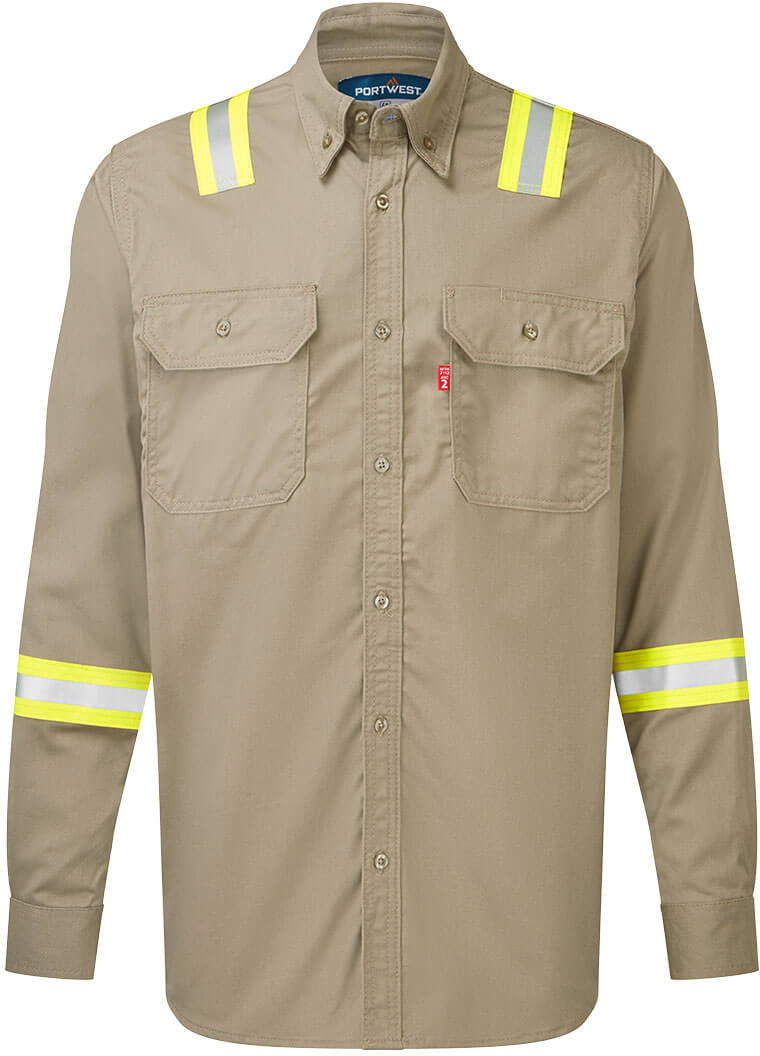Tan Bizflame - FR Lightweight Taped Work Shirt