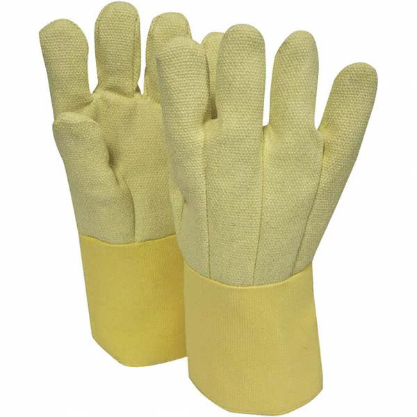 Pair of yellow gloves on a white background