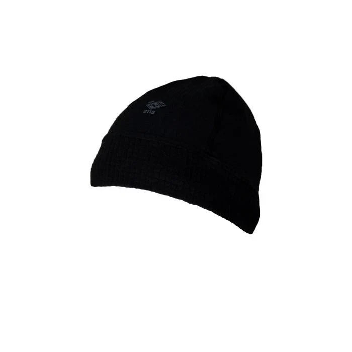 Black beanie hat on a white background