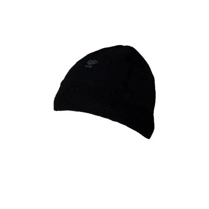 Black beanie hat on a white background