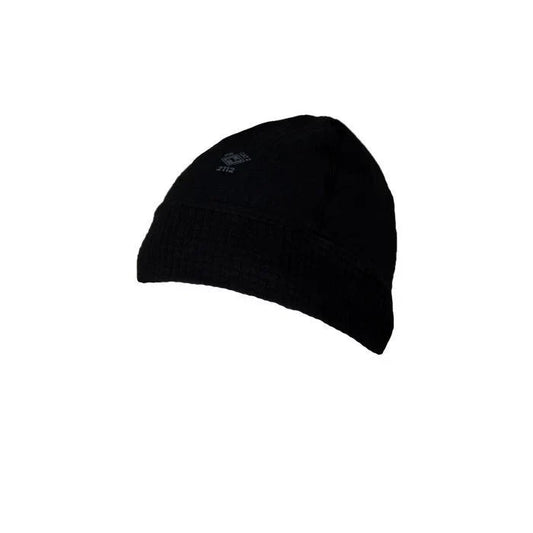 Black beanie hat on a white background