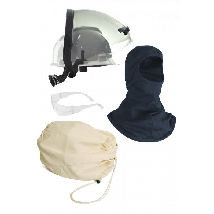 face shield kit parts on white background