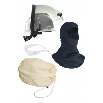 face shield kit parts on white background