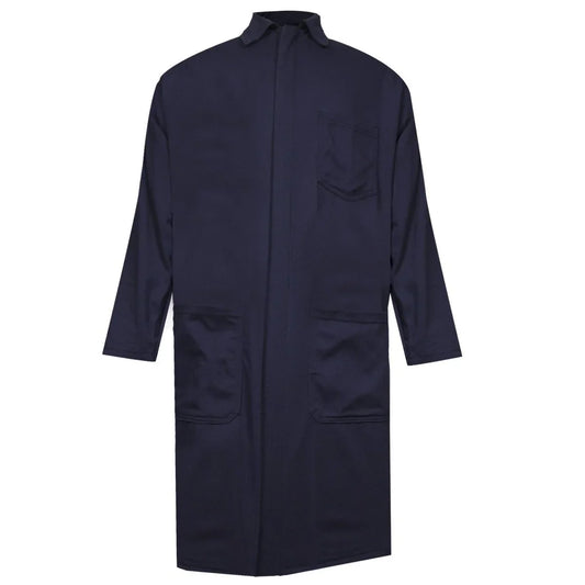 Navy blue lab coat on a white background