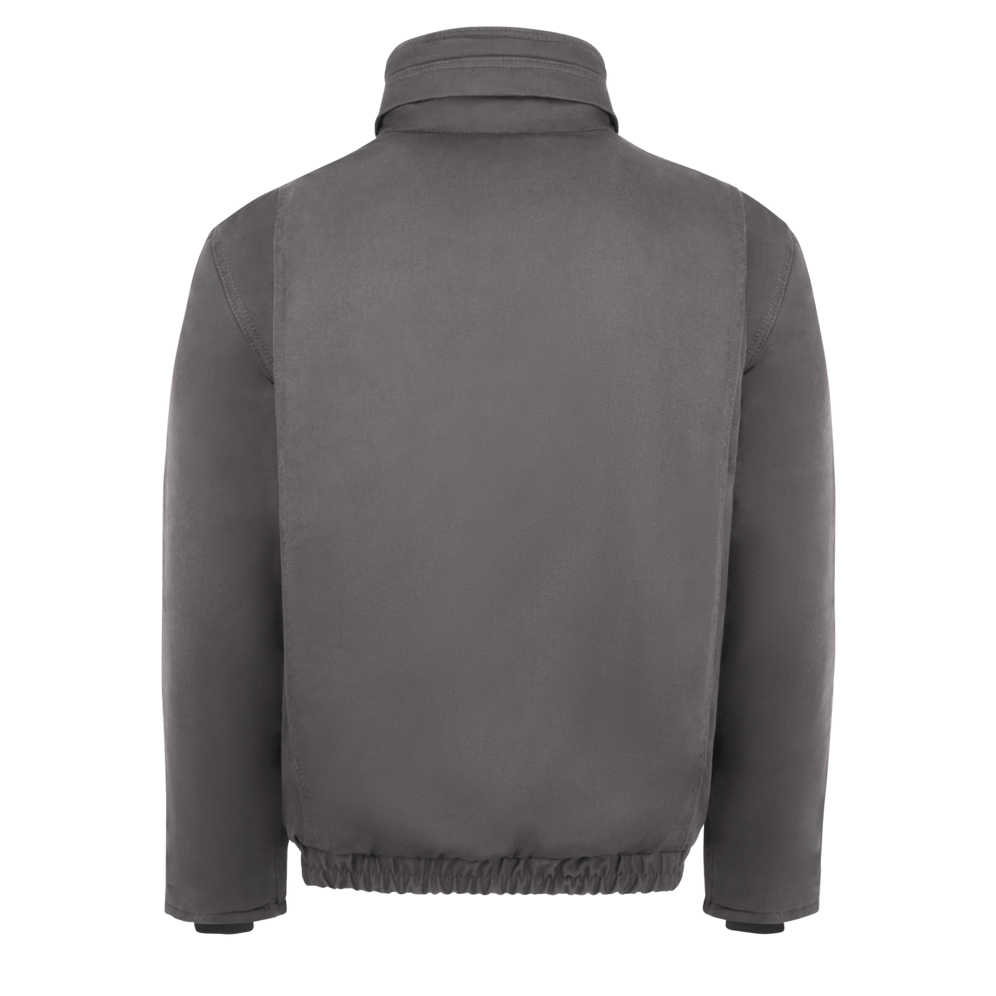 Backview of grey Bulwark FR Bomber Jacket